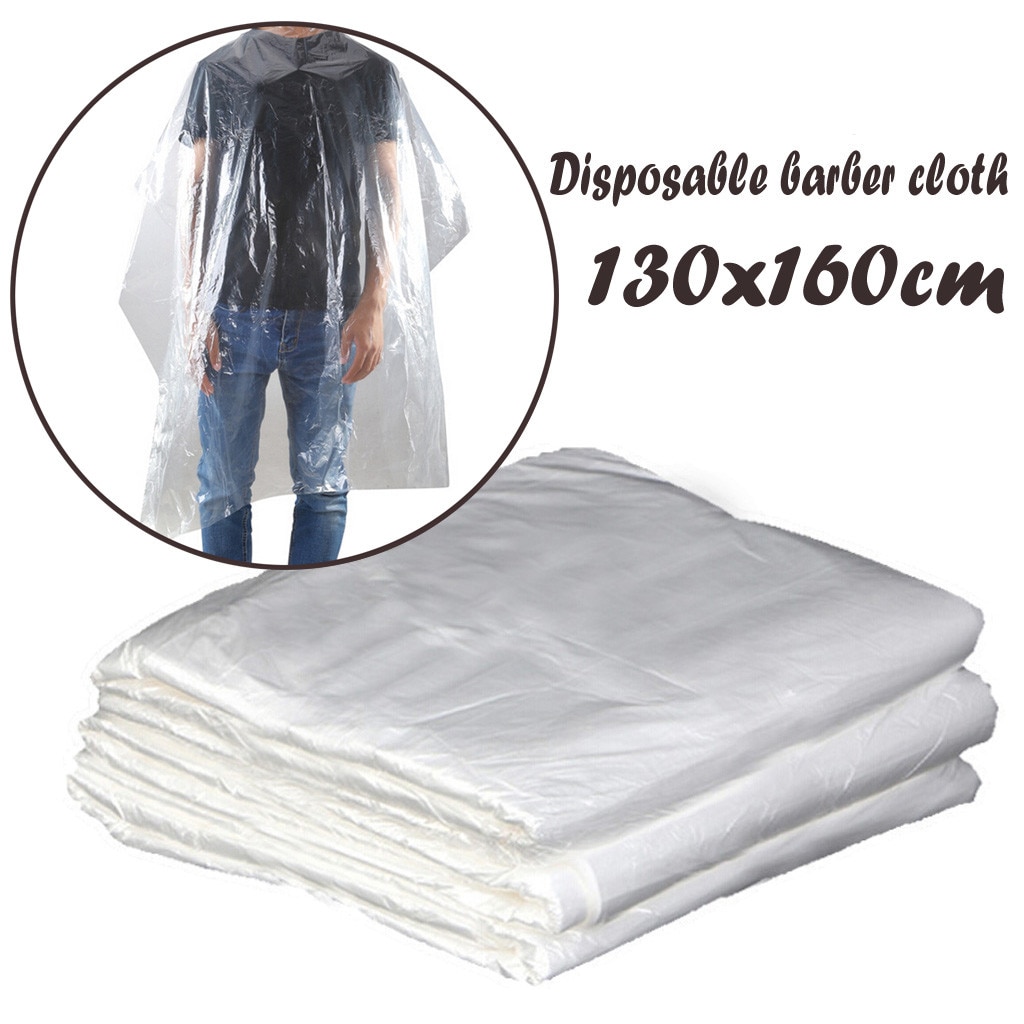 50/100 Pcs Kappers Coloring Dye Gown Schort Haar Permanenten Cape Waterdichte Transparante Wegwerp Hair Snijden Cape: 130X160cm / 50 stks