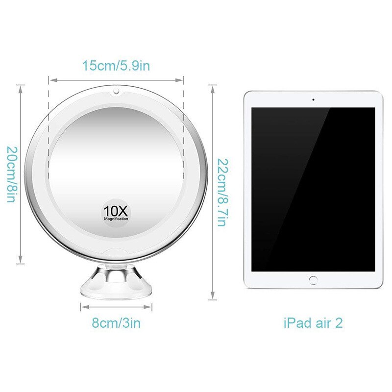 10X Magnifying LED Bathroom Wall Mounted Suction Mirror Mural Light Vanity Makeup Bath Cosmetic Smart Shaving Mirrors