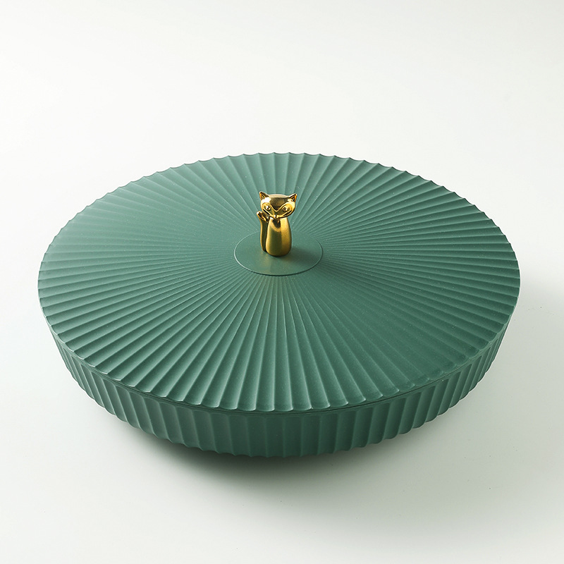 5-Compartment Food Storage Tray Dried Fruit Snack Plate Appetizer Serving Platter for Party Candy Pastry Nuts Dish fruit plate: green