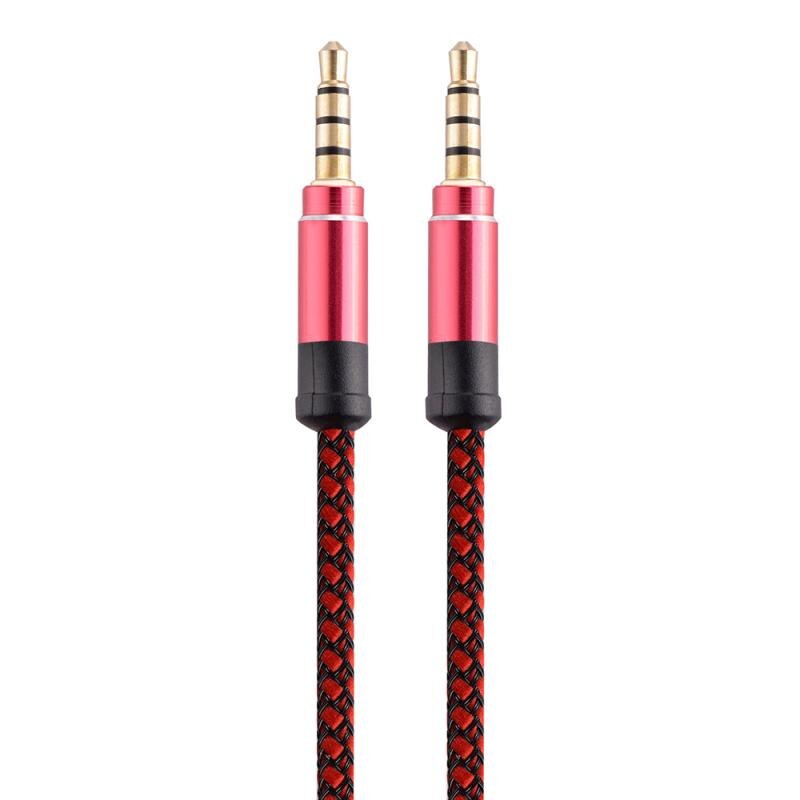 Voor Iphone Hoofdtelefoon Car Audio Kabel 3.5Mm Auto Aux Koord Nylon Male Naar Mannelijke Auto Jack Aux Kabel 3.5mm Auto Product Auto Accessoires: 1.5m red