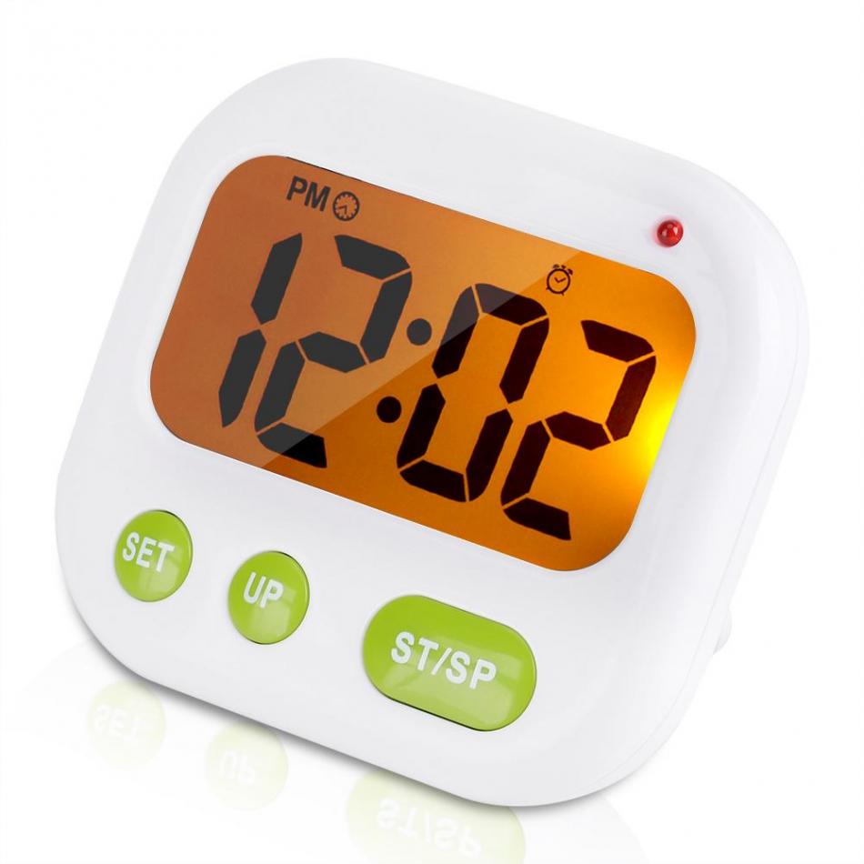 Digital LCD Alarm Clock Electronic Timer Kitchen Timer Timing Tools with Backlight Music/Vibration Modes
