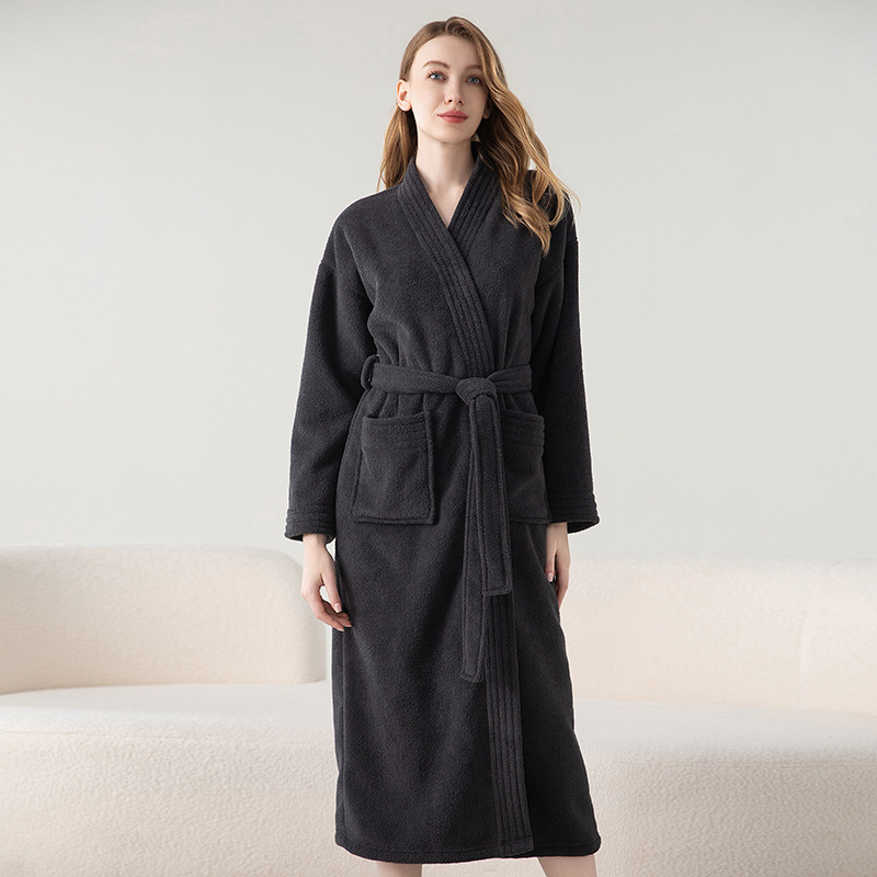 Paar Bademantel Herren halb-Samt Schlafanzug Herbst Winter gepolstert verdickt langen Bademantel Damen Heimat tragen Bademantel Frauen Universal-: Rosa