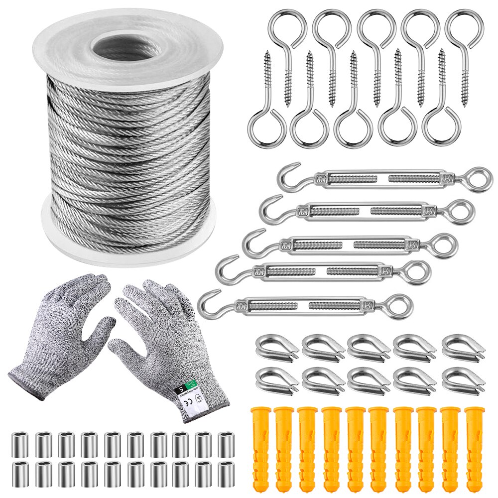 Wire Rope Cable Hooks Stainless Steel Cord Hanging Kit: 2