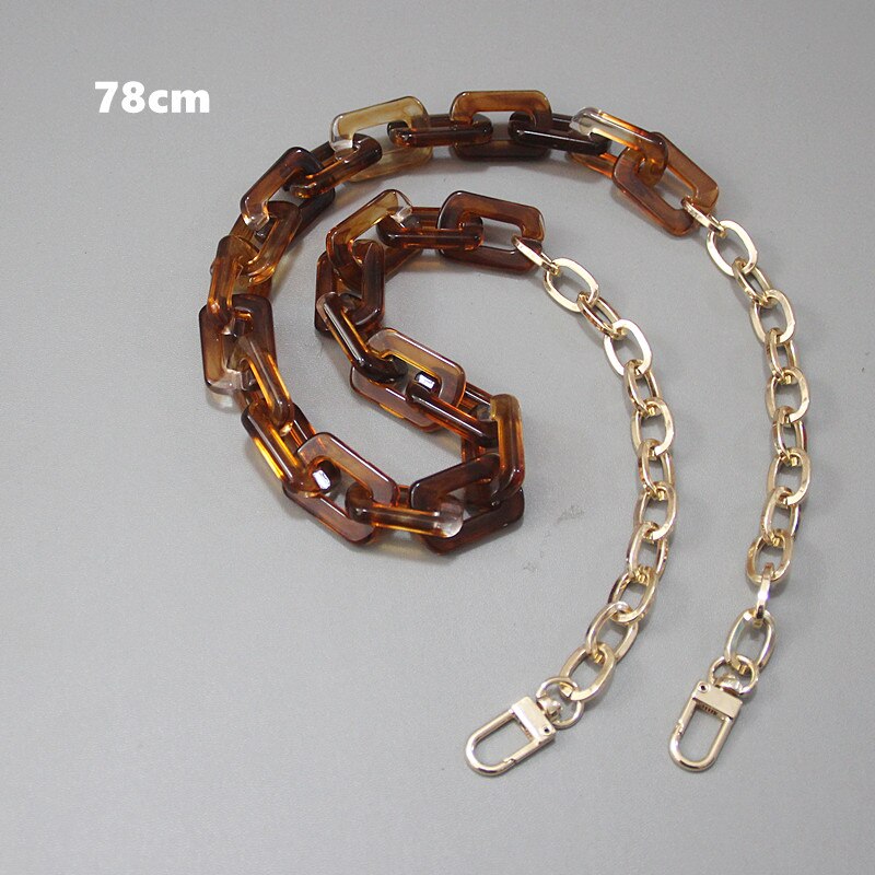 Nuovo di Modo Della Donna Della Catena Accessorio Staccabile Sostituzione Del Leopardo Ambra Verde di Colore Della Cinghia Delle Donne Fai da Te Frizione a Catena in Resina: Amber 78cm