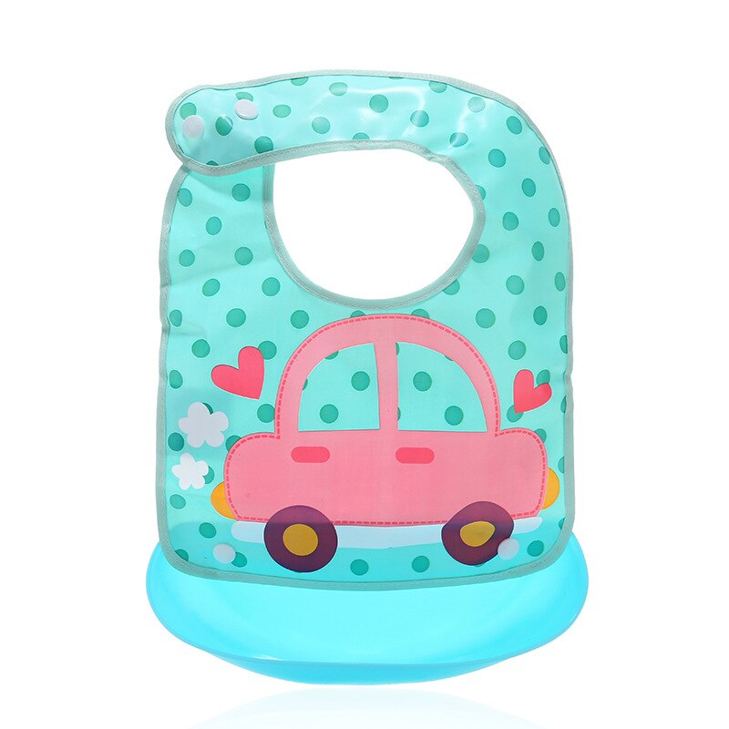 1 Pcs Waterproof Baby Bibs Apron Cute Cartoon Baby Bibs Towel Adjustable Detachable Baby Burp Bibs Infant Supplies: Blue car