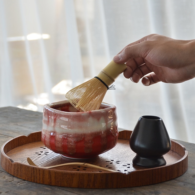 Tangpin tradisjonelle matchasett naturlig bambus matcha visp ceremic matcha bolle vispholder japanesetesett drinkware