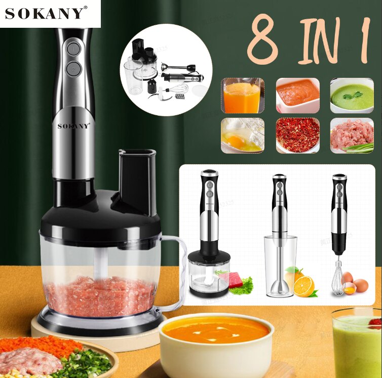 SOKANY 8 w 1 ze stali nierdzewnej sosów elektryczny mikser ręczny trzepaczka maszynki robić mielenia mięsa jaj Smoothie wklej mikser Eggbeater urządzenia gospodarstwa domowego
