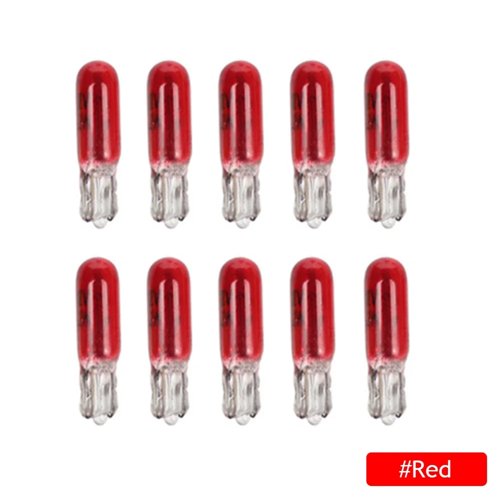 Ampoule Led W2W T5 12V 1.2W, 10 pièces, lampe d'instrument, lumière intérieure de voiture, lampe halogène, lumières d'instruments pour tableau de bord: Rouge