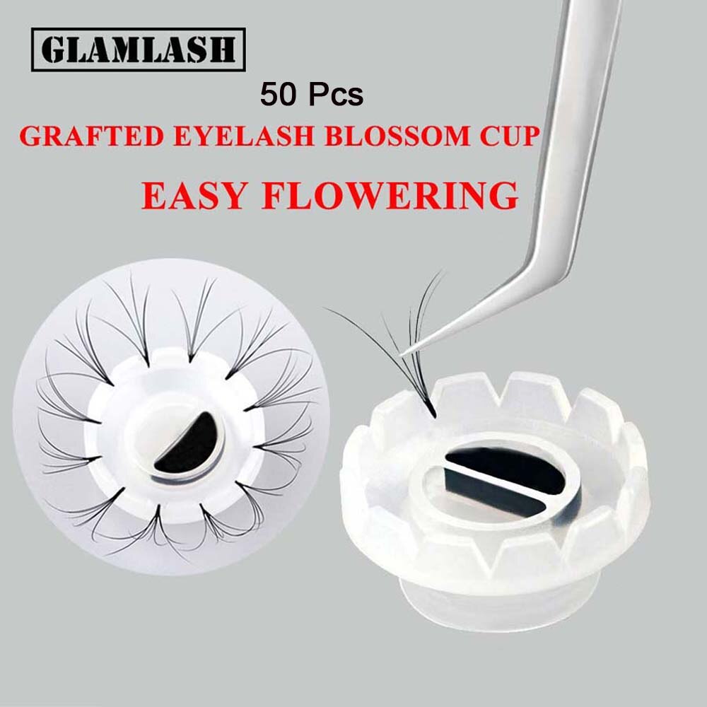 50Pcs/100Pcs Eyelash Extension Glue Cup Lash Blooming Lift Plastic Eyelash Glue Holder Eyelashes Adhesive Stand Cup