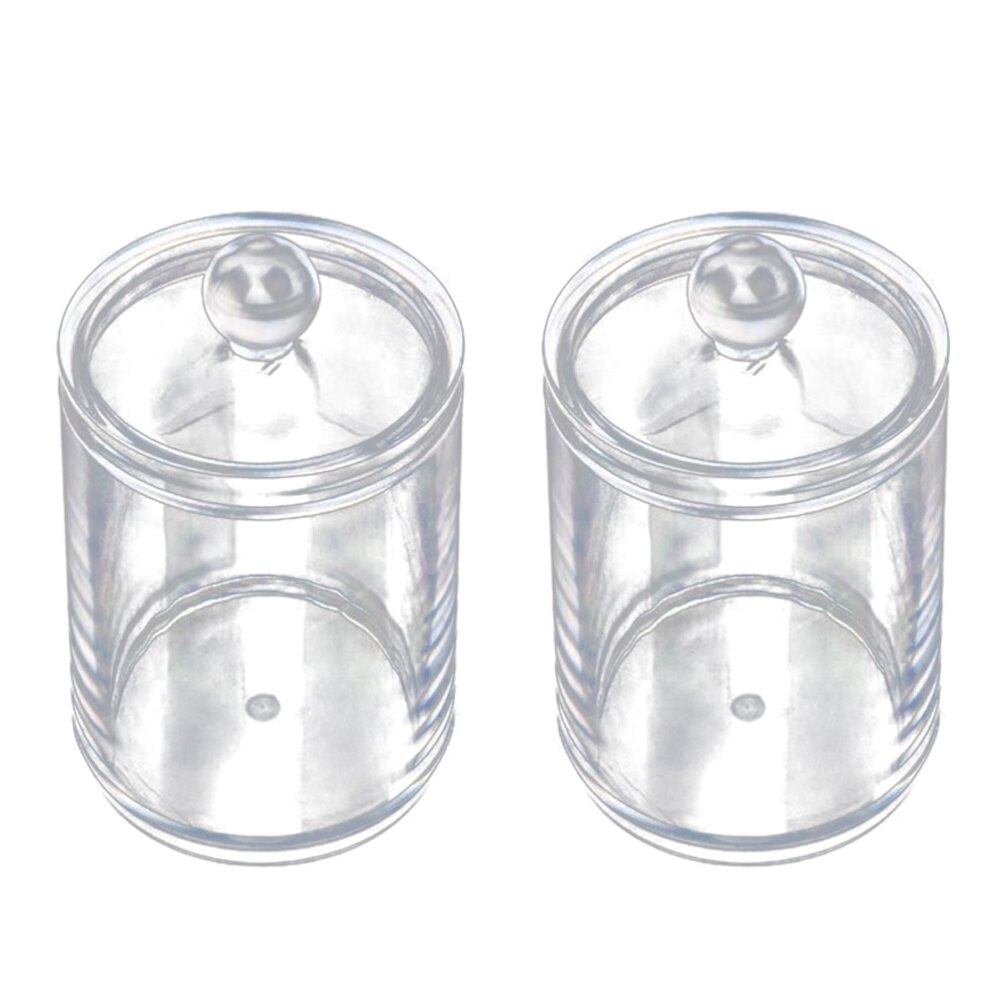 Transparent Cotton and Swab Dispenser Acrylic Round Container Cotton Pads Holder Swab Jar Makeup Organizer: As Shown 1