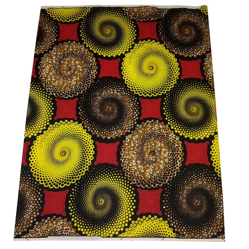 Nyeste gule og røde mønstertrykte afrikansk nigeria ankara voksstof afrikansk diy voksstof 6 yards