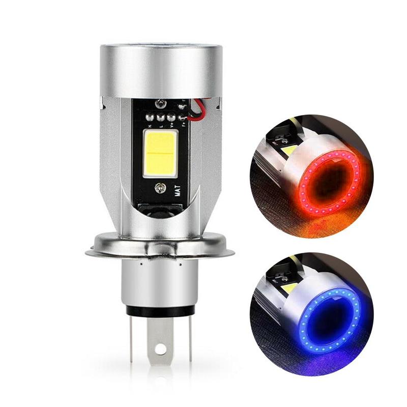Blaue Engel auge H4 LED Motorrad Scheinwerfer Ba20d Motorrad Birne Zubehör H6 Licht Rolle DRL Scheinwerfer HS1 G3O9
