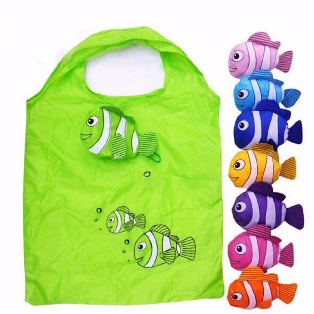 Di alta Qualità Unisex Riutilizzabile Piccolo Pesce Pieghevole Sacchetto di Acquisto Pieghevole Eco Sacchetto di Nylon Tote Carrier Frutta Verdura Sacchetto di Generi Alimentari