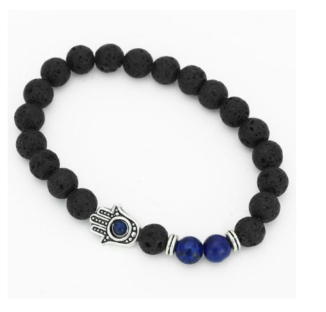 8mm fd34 micro pave cz zircon zirconia elastic set natural stone agate onyx volcanic lava fatima hand palm bracelet: 4