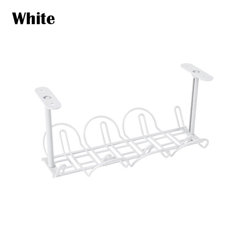 2 pièces en métal sous-Table étagère de rangement ABS Table bas support de prise étagère suspendue cuisine aspiration mur bureau fil organisateur: White 1pcs