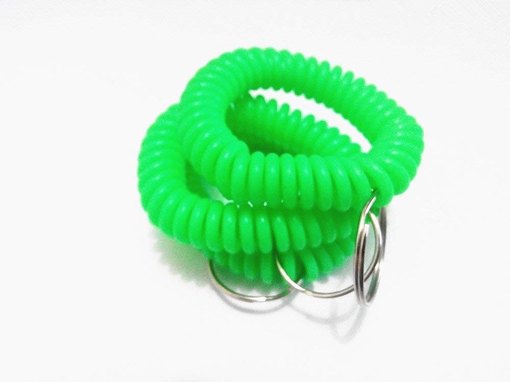 5 Pack Plastic Rekbaar Lente Spiraal Pols Sleutel Coil Pols Band Sleutelhanger Sleutelhangers Voor Outdoor Sport Yoga Sauna zwembad: Green