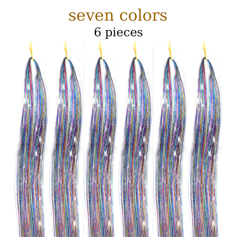 48 Inch Hair Tinsel Kit With Tool 1200 strands Tinsel Hair Extensions 12 Colors Fairy Hair Tinsel, Sparkling Shiny Hair Tinsel: #1 / 24inches