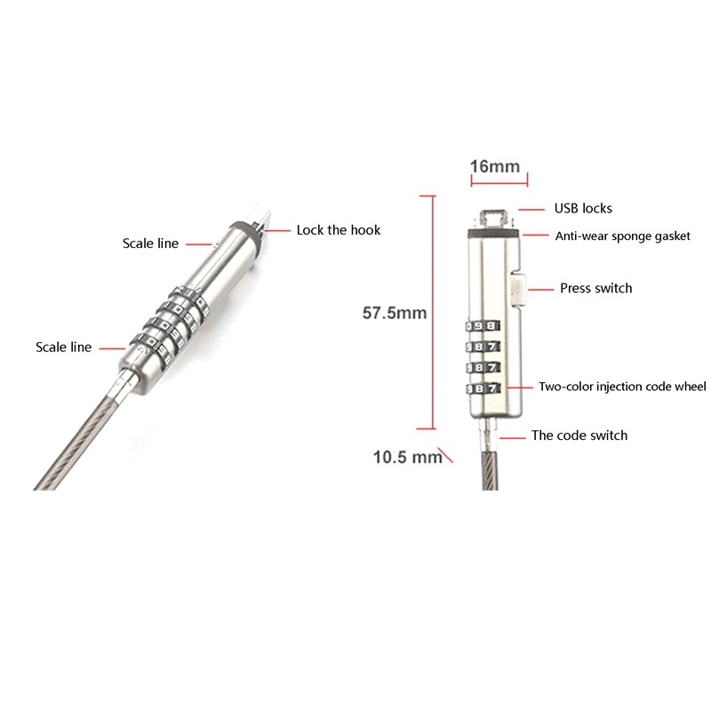 Beveiliging Usb Wachtwoord Anti-Diefstal Slot, Gebruikt Voor Anti Diefstal Functie Op Laptop, Tablet, Projector, tv