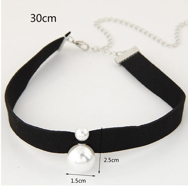 High-End Accessoires Sieraden Parel Sleutelbeen Keten Korte Ketting Goth Fluwelen Size Pearl Kanten Ketting Ketting Vrouwelijke: Default Title