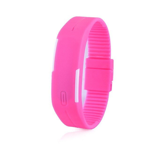Reloj de mujer para hombre y mujer de Color caramelo, relojes de goma LED para niños, pulsera con fecha, reloj de pulsera deportivo Digital para estudiante,: pink