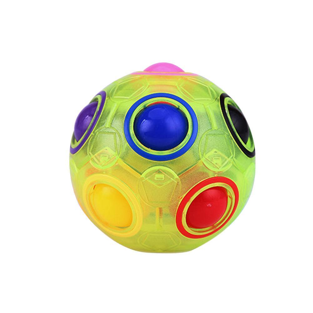 1Pcs Lichtgevende Bal Stress Reliever Regenboog Bal Stress Cube Puzzel Speelgoed Reliever Fun Bal Regenboog Onderwijs U1O5: YELLOW