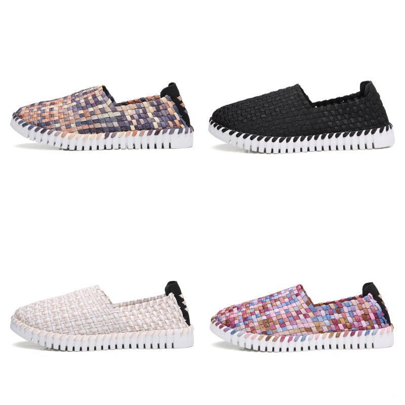 Stq Herfst Vrouwen Flats Schoenen Vrouwen Geweven Platte Sneakers Schoenen Dames Multi Kleuren Slip Op Loafers Sneakers 6119