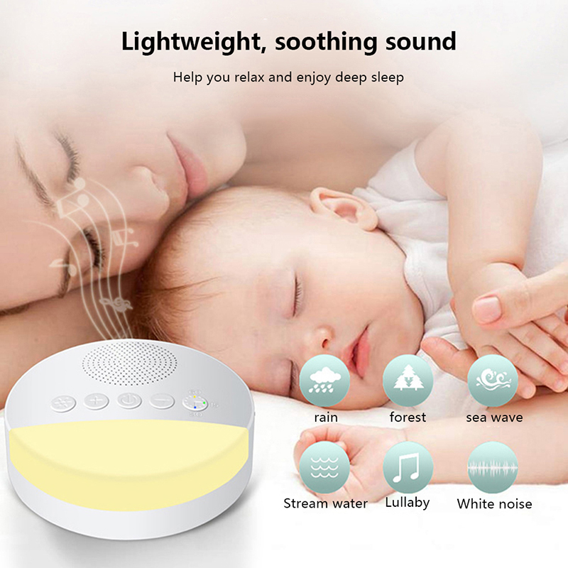 Baby witruismachine, usb oplaadbaar, met timer, slaapgeluidsspeler, nachtlampje en timer.