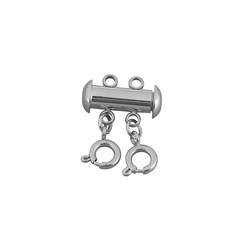 3 Sets/partij Multi Karabijn Gelaagdheid Streng Ketting Sluiting Connectors Voor Diy Maken Armband Sieraden Accessoires: Silver-2 holes