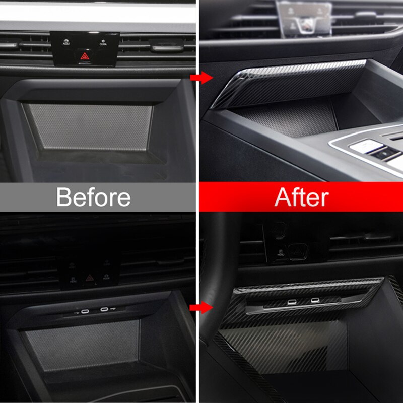 Panel de mechero frontal de acero inoxidable para coche Volkswagen, cubierta embellecedora con marco USB, accesorios de pegatina, para VW Golf 8 MK8 2022