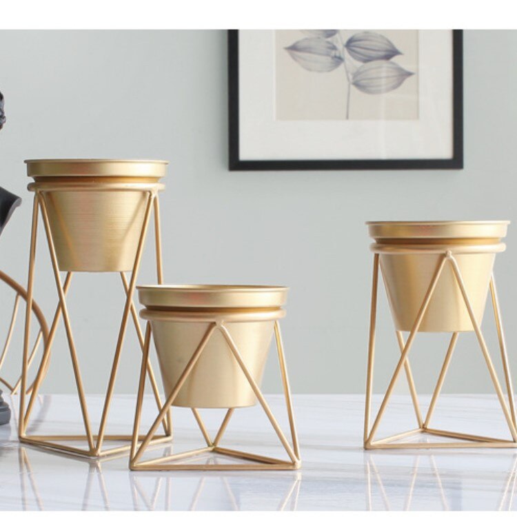 Nordic Metal Shelf Stand Planter Gold Flower Rack Flower Pot Plants Stand Outdoor Indoor Iron Metal Plant Stand Garden Decors