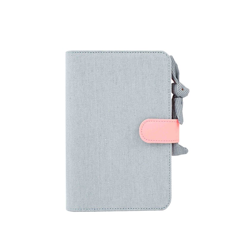A5 A6 Kawaii mignon tissu cahier école bureau papeterie ligne vierge grille points planificateur bloc-notes 6 trous spirale anneau reliure: Blue Pink rabbit / A6