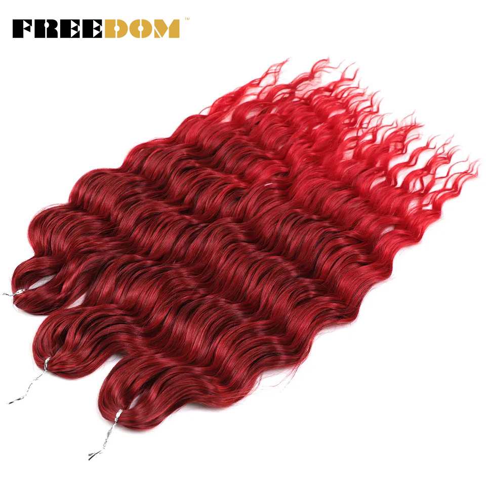 Syntetiske løse dybe bølger fletninger med hårextensions 24 cm dyb krøllet twist hæklet fletning med ombre blond brunt anna hår: #99j