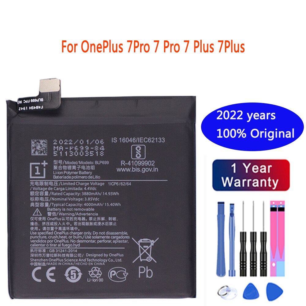 Originele Batterij Voor Oneplus 1 2 3T 5 5T 6 6T 7 7 Pro 7T 7T Pro 8 8 Pro BLP633 BLP637 BLP685 BLP699 BLP743 BLP745 Telefoon Batterij: BLP699 Oneplus 7 Pro