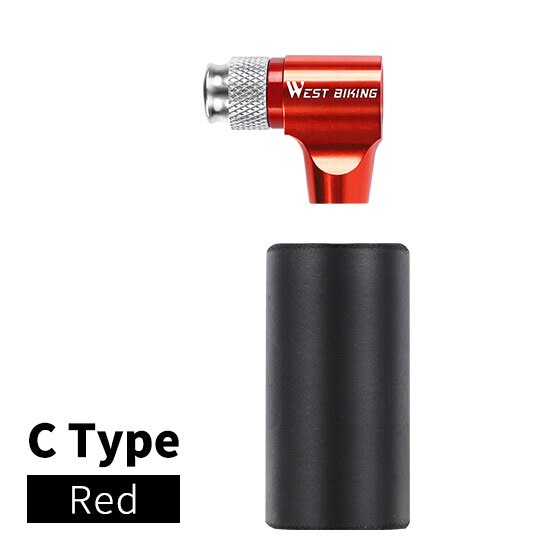 WEST BIKIING CO2 Pump Bike Mini Hand Pump MTB Road Bicycle Air Inflator Schrader Presta Valve Adapter Ball Cycling Accessories: C Classic Red