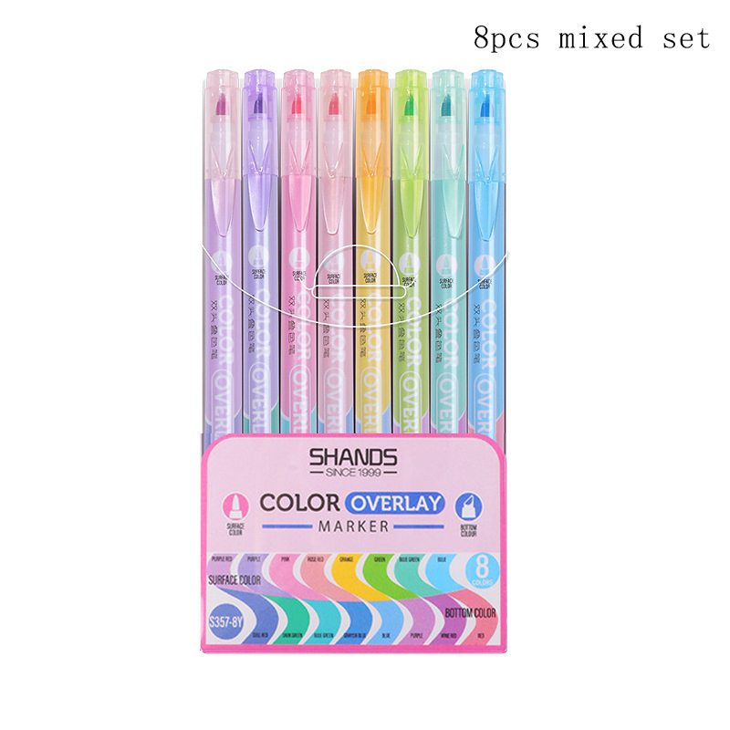 8Pcs/set Color Marker Pen Double Headed Highlighte... – Vicedeal