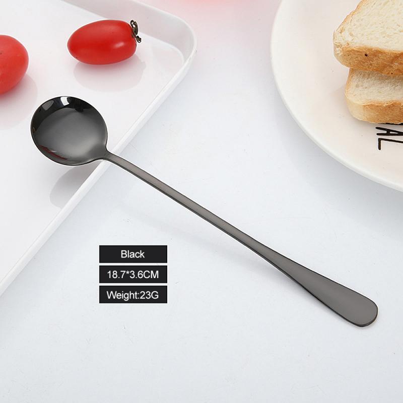 De acero inoxidable cuchara de café de mango largo cucharas de té cocina bebiendo cubiertos de cocina Bar comedor herramientas de la gota