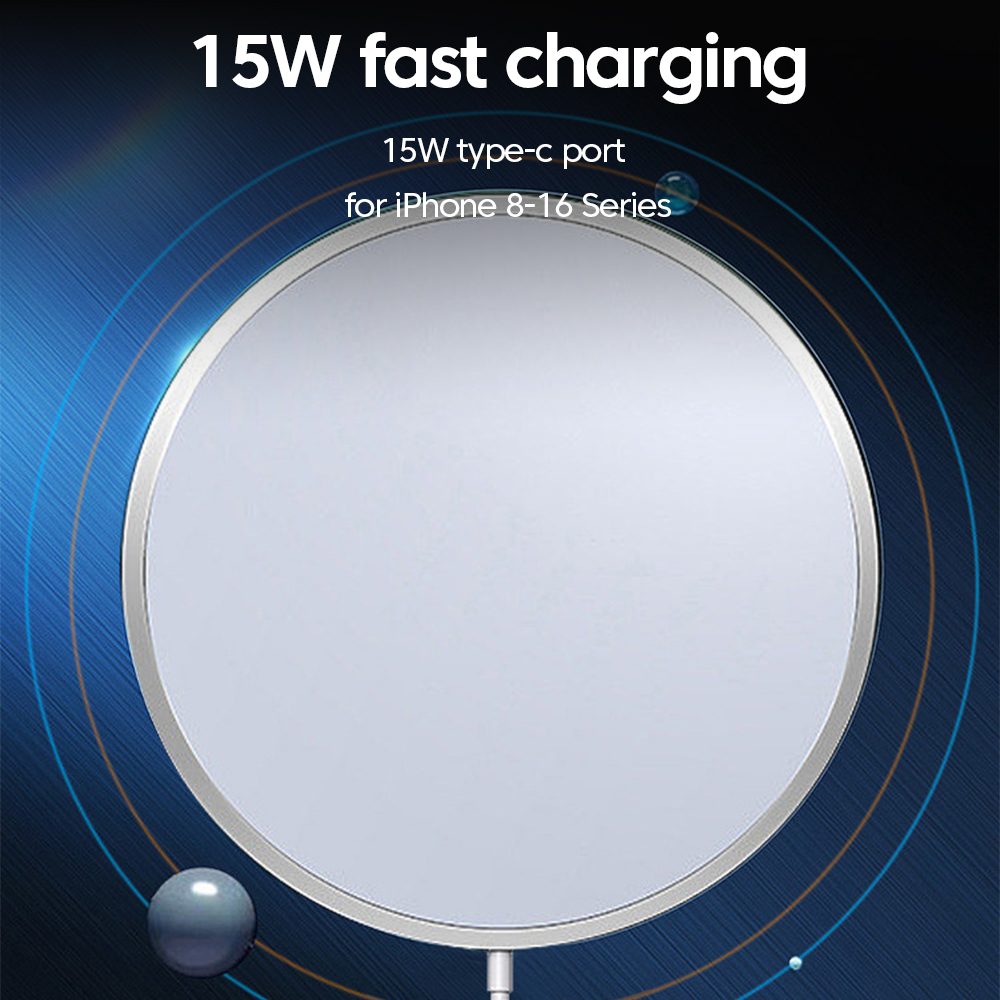 15W Magnetic Wireless Chargers For iPhone 16 15 14 13 12 11 Pro Max 1m Fast Charging Qi Wireless Pad For Airpods Charger Adapter