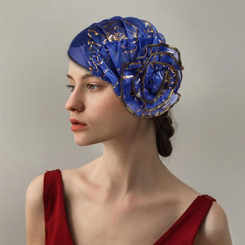 Chapeau turban à fleurs pour femme, chapeau décontracté d'été, turban musulman, turban indien, rétro, étiré, floral