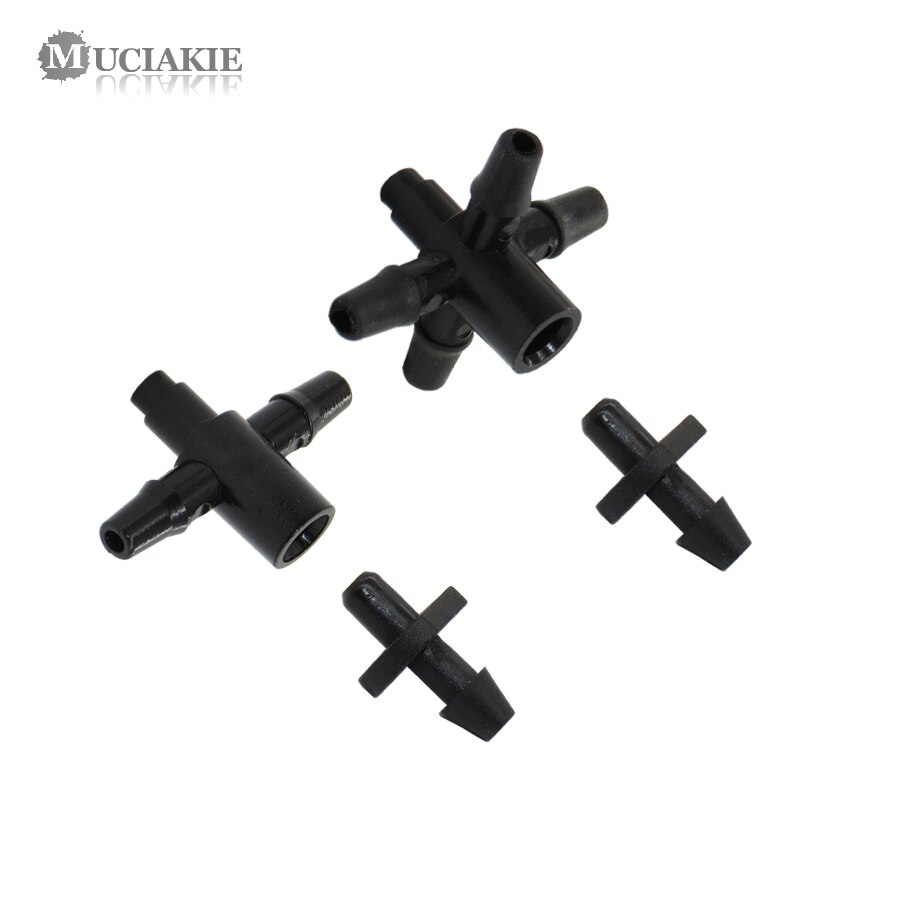 MUCIAKIE Drip Irrigation Arrow 4 Way Cross Connector Dripper 2 Way Cross Water Diverter Fit 3mm ID 5mm OD Hose Barbed Connector