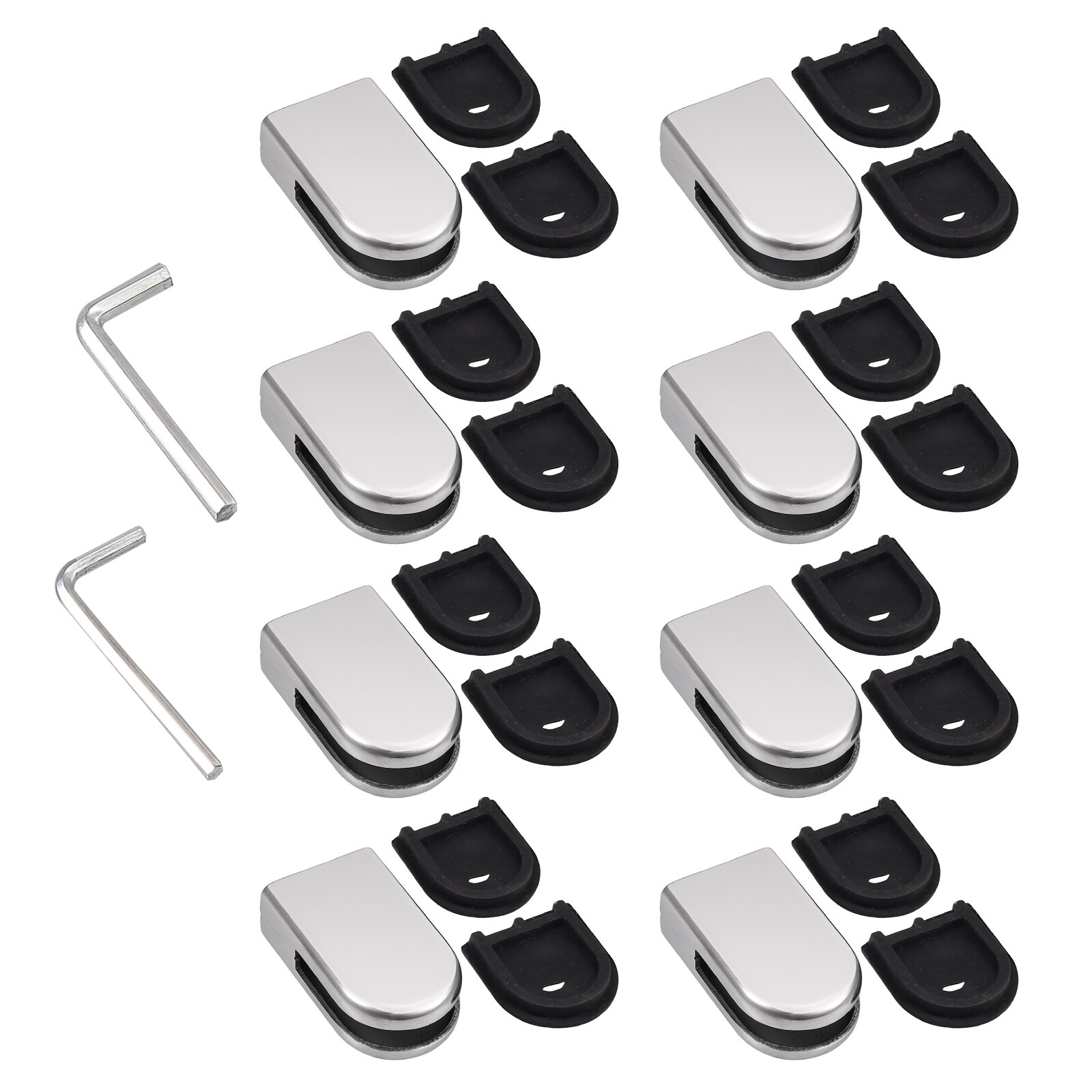 TANiCE 8PCS 304 Stainless Steel Glass Clamp Bracket Clip Holder S/M/L Size for 6-8mm 8-10mm 10-12mm Glass Balustrade Staircase