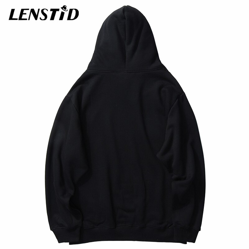 LENSTID Men Hip Hop Winter Fleece Pullover Hoodies Spaceman Print Harajuku Streetwear Autumn Cotton Warm Hooded Sweatshirts