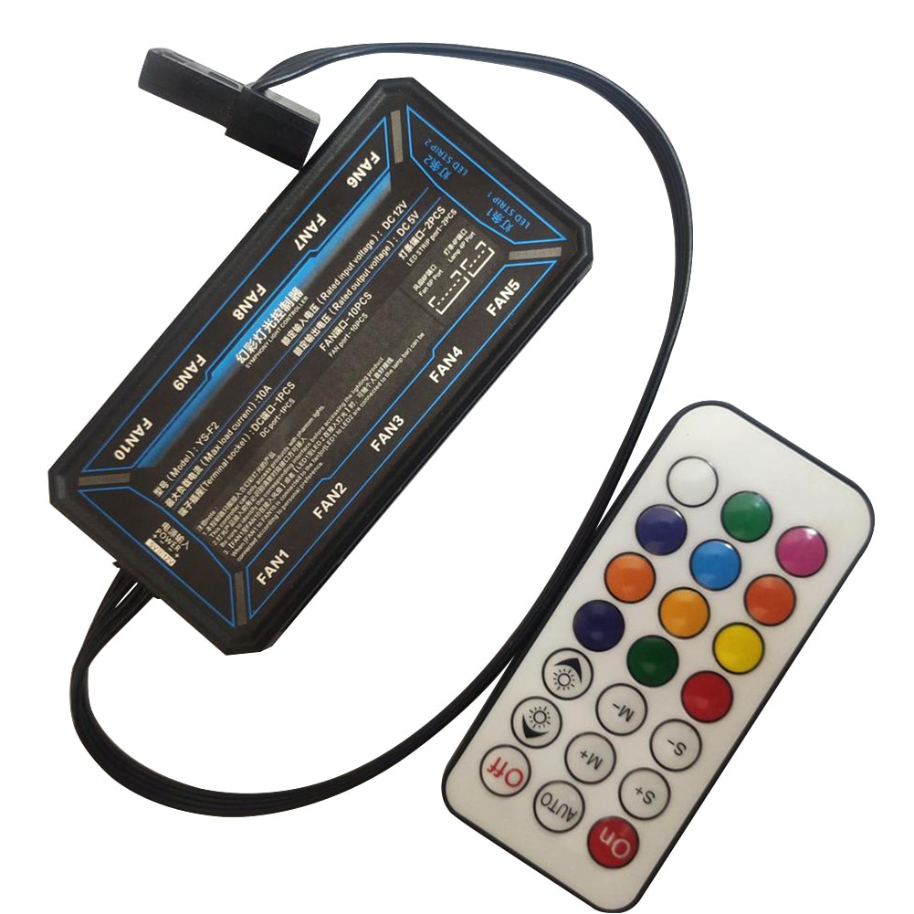 Durable 15m Computer Fan Controller DC 12V Home RF Wireless Practical Easy Apply Remote Control Adjustable LED RGB Anti Reverse