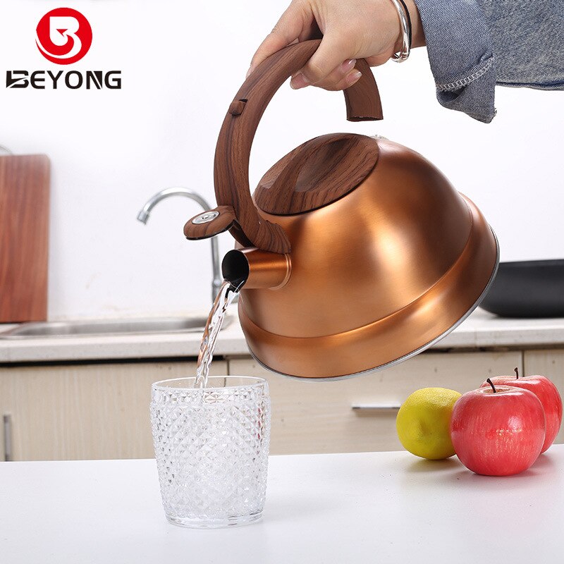 Gold Metal Large Luxury Kettle Heat Resistant Gas Kettle Induction Teapot Stainless Steel Whistle Stovetop Theiere Teapot EH50KE