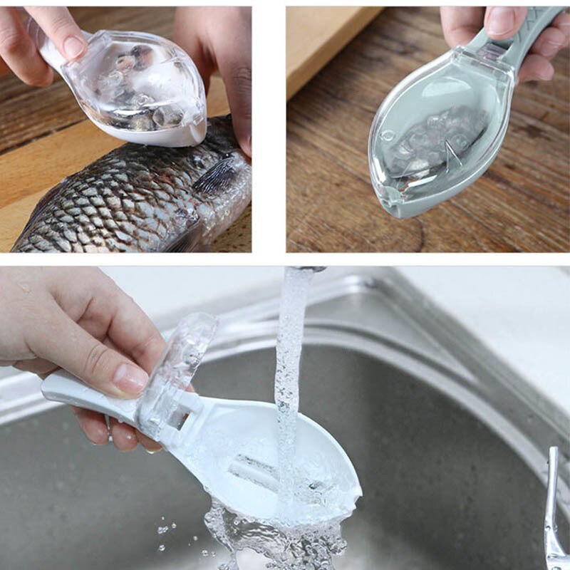 Escova de pele de peixe raspagem escamas de pesca raladores de escova rápido remover peixe faca raspador de limpeza com faca dispositivo