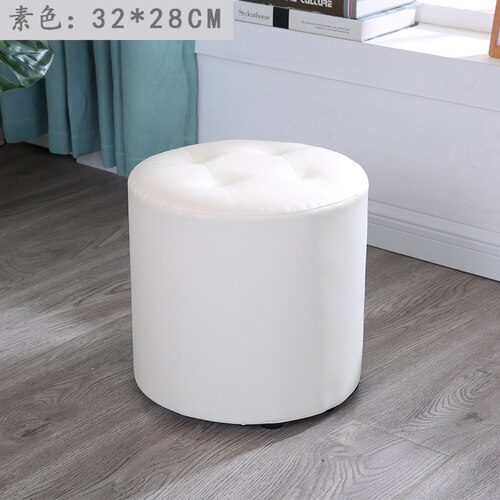 Tabouret rond en cuir escabeau chambre tabourets chaise coin siège pour économiser de l'espace pour salon restaurant chambre: M White
