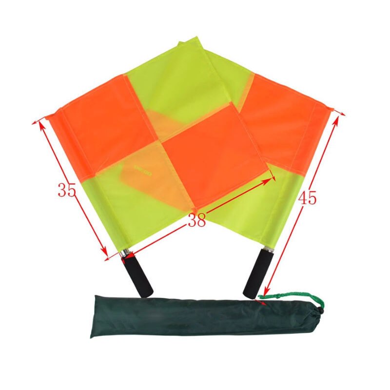 2 Stuks Voetbal Scheidsrechter Vlaggen Grensrechter Vlag Padded Grips Rood En Geel Gevierendeeld Vlag Voetbal Scheidsrechter Vlaggen