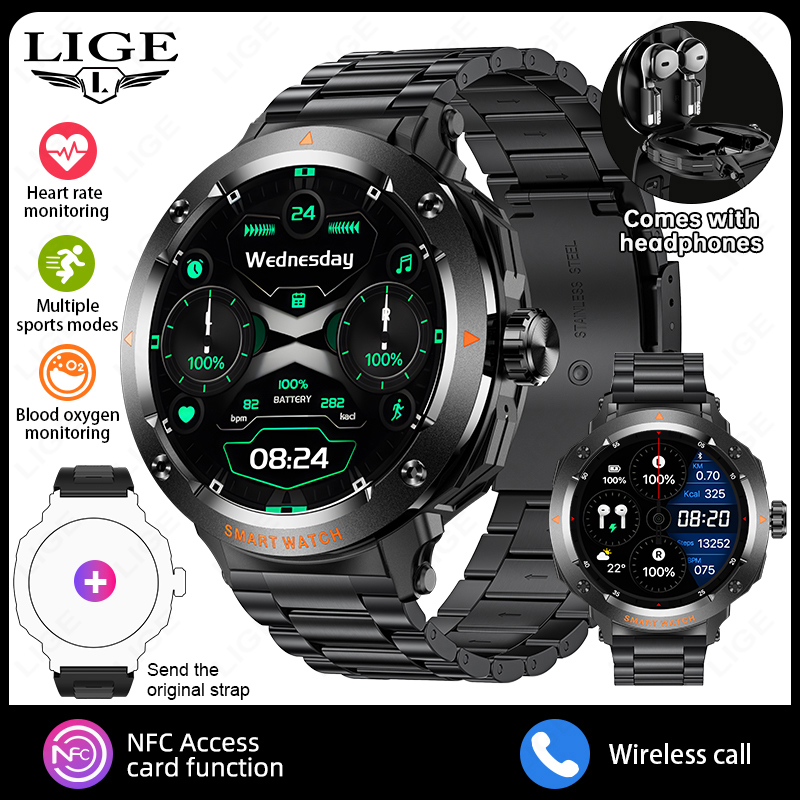 Inteligentny zegarek z słuchawkami 2 w 1 Słuchawki Bluetooth Inteligentny zegarek zdatność naganiacz zwierza z monitorowaniem tętna i tlenu my krwi Zegarek sportowy: Czerwony