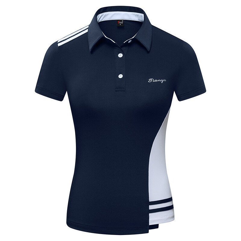 Kvinder åndbar golf shirt damer kortærmet afslappet t-shirt patchwork slankende pasform toppe golf sportstøj  d0804