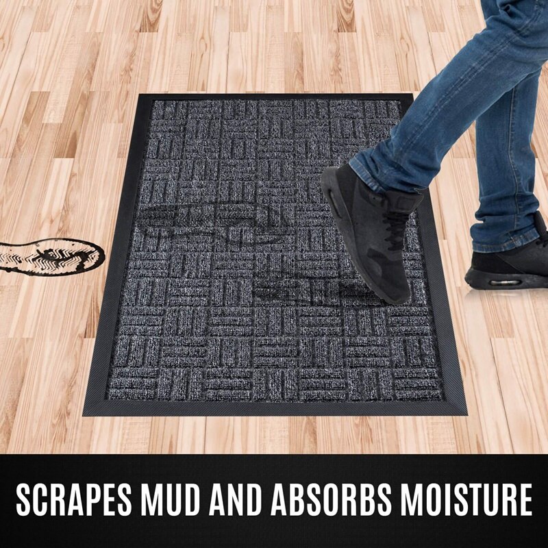 Front Door Mats, 45x75 cm, All Weather Entry and Back Yard Door Mat, Indoor and Outdoor Safe, Non-Slip Rubber Backing, Absorbent