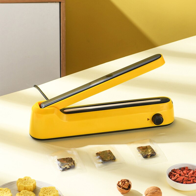 Food Vacuum Sealer Portable Bag Clips Handheld Mini Electric Heat Sealing Machine Seal Packing Plastic Impulse Sealer: Upgrade Yellow